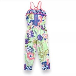Matilda Jane lime and peach floral jumpsuit EUC size 6